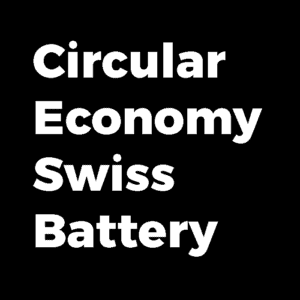 Circular Economy Swiss Battery LOGO white black
